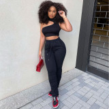 Sexy Solid Vest Top Stacked Pants 2 Piece Suits YNSF-1663