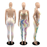 Sexy Printed Lace-Up Bra Top And Pants 2 Piece Sets YIBF-6098