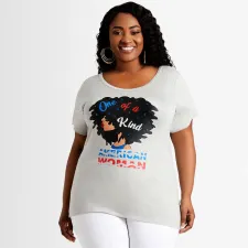 Plus Size Casual Printed Short Sleeve O Neck T Shirt SH-390160