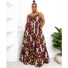 Plus Size Printed Split Big Swing Maxi Dress NNWF-7238