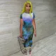 Sexy Printed Mesh See Through Long Club Dress TE-4308