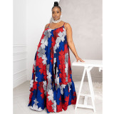 Plus Size Printed Split Big Swing Maxi Dress NNWF-7238