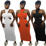Solid Tube Top+Hollow Maxi Dress 2 Piece Sets FOSF-8091
