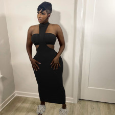 Solid Tube Top+Hollow Maxi Dress 2 Piece Sets FOSF-8091