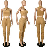 Sexy Solid Vest Top Stacked Pants 2 Piece Suits YNSF-1663