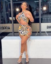 Leopard Halter Crop Top Hollow Mini Skirt 2 Piece Sets SXF-27127