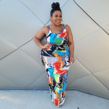 Plus Size Printed Sleeveless Maxi Dress ONY-5095