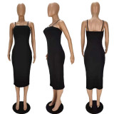 Solid Spaghetti Strap Slim Midi Dress NM-8373