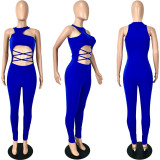 Sexy Solid Sleeveless Hollow Out Jumpsuit YNSF-1661