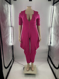 Plus Size Solid Zipper Loose Jumpsuit LP-66305