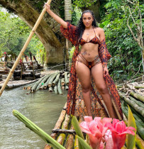 Sexy Printed Bikinis With Long Cloak 3 Piece Sets LSL-6458