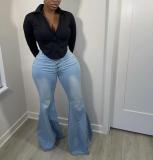 Solid Backless Long Sleeve Shirt Top HMS-5488