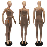 Sexy One Shoulder Hollow Pants Two Piece Suits WSM-5264