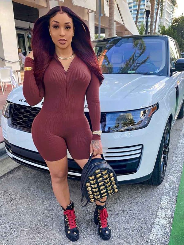 Solid Long Sleeve Zipper Tight Romper BGN-182
