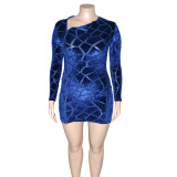 Plus Size Sexy Long Sleeve Zipper Mini Dress SH-390161-1