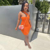Sexy Solid Off Shoulder Irregular Bodycon Dress SFY-2126