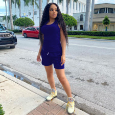 Solid Sports Tank Top And Shorts 2 Piece Suits MEI-9195