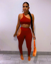 Sexy One Shoulder Hollow Pants Two Piece Suits WSM-5264