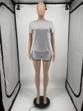 Solid Sports T Shirt And Shorts Two Piece Suits YIM-202
