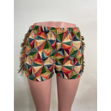 Casual Printed Tassel Shorts LUO-3252