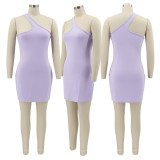 Sexy Solid Off Shoulder Irregular Bodycon Dress SFY-2126