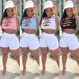 Sexy Hollow Tank Top And Shorts Two Piece Suits WMEF-20766
