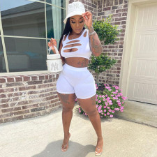 Sexy Hollow Tank Top And Shorts Two Piece Suits WMEF-20766