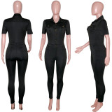Casual Solid Short Sleeve Jumpsuit SH-390172
