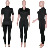 Casual Solid Short Sleeve Jumpsuit SH-390172