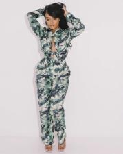 Casual Printed Long Sleeve Shirt Top And Pants 2 Piece Sets SFY-2127