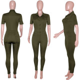 Casual Solid Short Sleeve Jumpsuit SH-390172