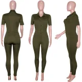 Casual Solid Short Sleeve Jumpsuit SH-390172