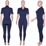 Casual Solid Short Sleeve Jumpsuit SH-390172