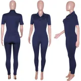 Casual Solid Short Sleeve Jumpsuit SH-390172