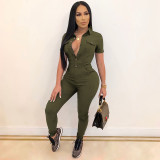 Casual Solid Short Sleeve Jumpsuit SH-390172