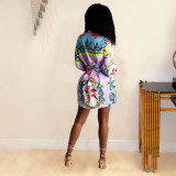 Starfish Print Long Sleeve Shirt With Chain MDF-5248