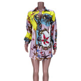 Starfish Print Long Sleeve Shirt With Chain MDF-5248