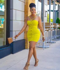 Solid Off Shoulder Spaghetti Strap Slim Mini Dress MXDF-6051