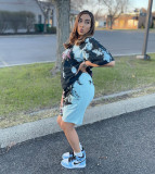 Casual Printed T Shirt And Shorts Two Piece Sets ZDF-31122