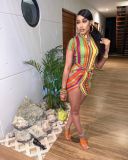 Sexy Striped Short Sleeve Mini Dress ZDF-31123