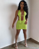 Sexy Hollow Top And Mini Skirt Two Piece Sets ZDF-31152