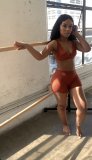 Sexy Solid V Neck Sleeveless Two Piece Shorts Set ZDF-31129