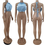 Sexy Backless Halter Strappy Vest Top ZDF-31137