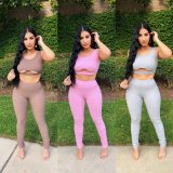 Solid Tank Top And Pants Two Piece Sets ZDF-31108