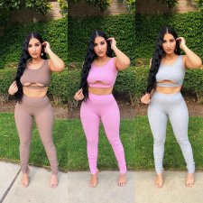 Solid Tank Top And Pants Two Piece Sets ZDF-31108