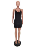 Sexy Solid Halter Split Mini Dress ZDF-31109