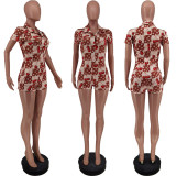 Cherry Print Short Sleeve Romper ZDF-31115