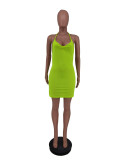 Sexy Solid Halter Split Mini Dress ZDF-31109