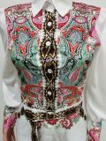 Casual Printed Long Sleeve Belted Romper MEM-88379