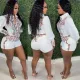 Casual Printed Long Sleeve Belted Romper MEM-88379